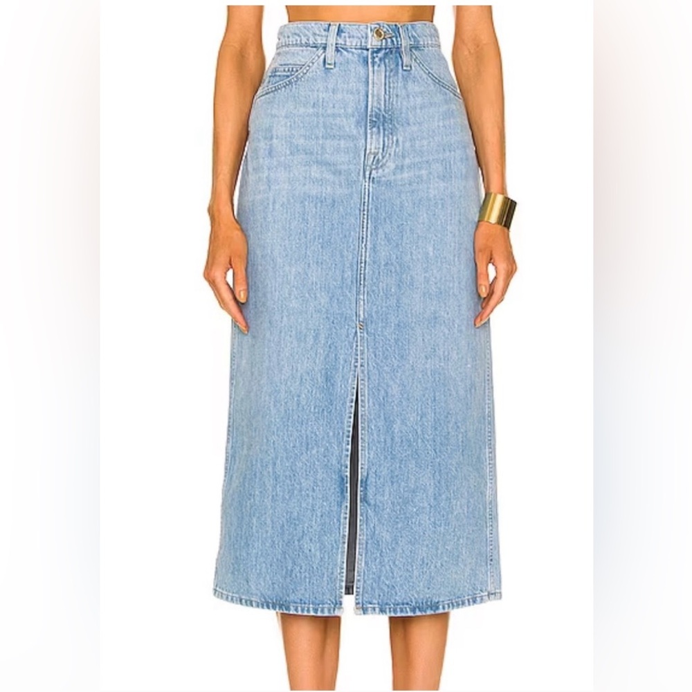 Frame The Le Italien Maxi Denim Long Pencil Skirt Front Split Light wash SZ: 30
